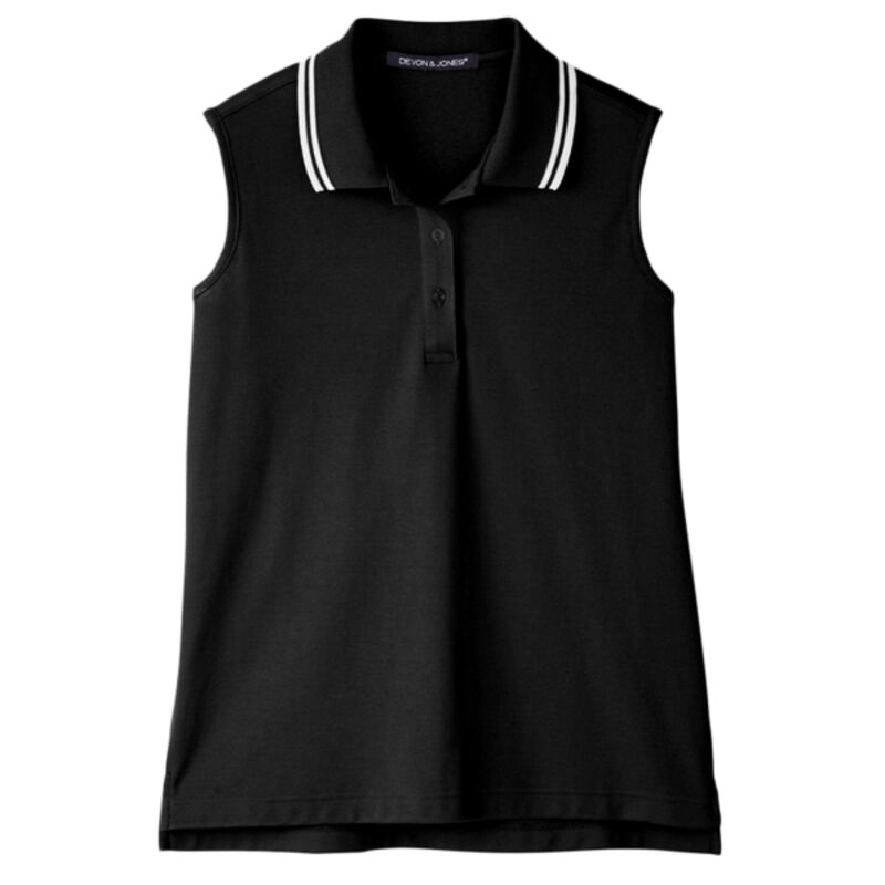 Women's CrownLux Performance® Plaited Tipped Sleeveless Polo Thumbnail