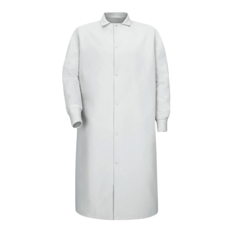 Unisex Gripper-Front Pocketless Butcher Coat With Knit Cuffs Thumbnail
