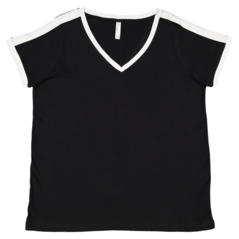 Women's Curvy Retro Ringer Premium Jersey V-Neck Tee Thumbnail