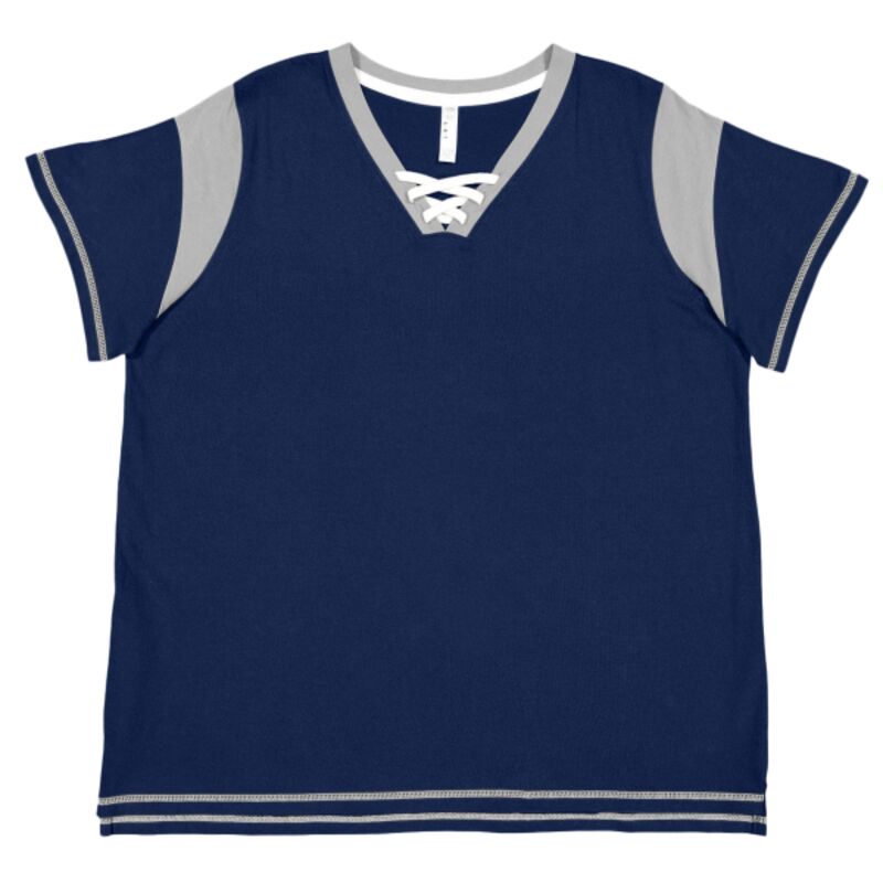 Women's Curvy Lace Up Fine Jersey Tee Thumbnail